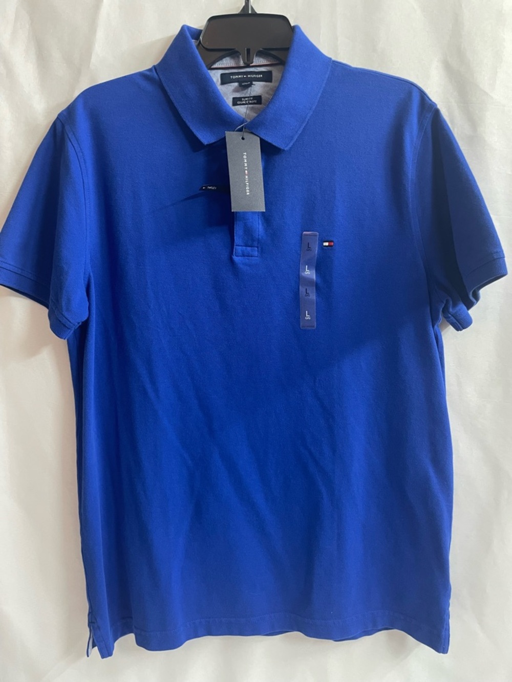 Tommy Hilfiger  Blue Men’s Slim Fit Polo with Flag Logo Size L